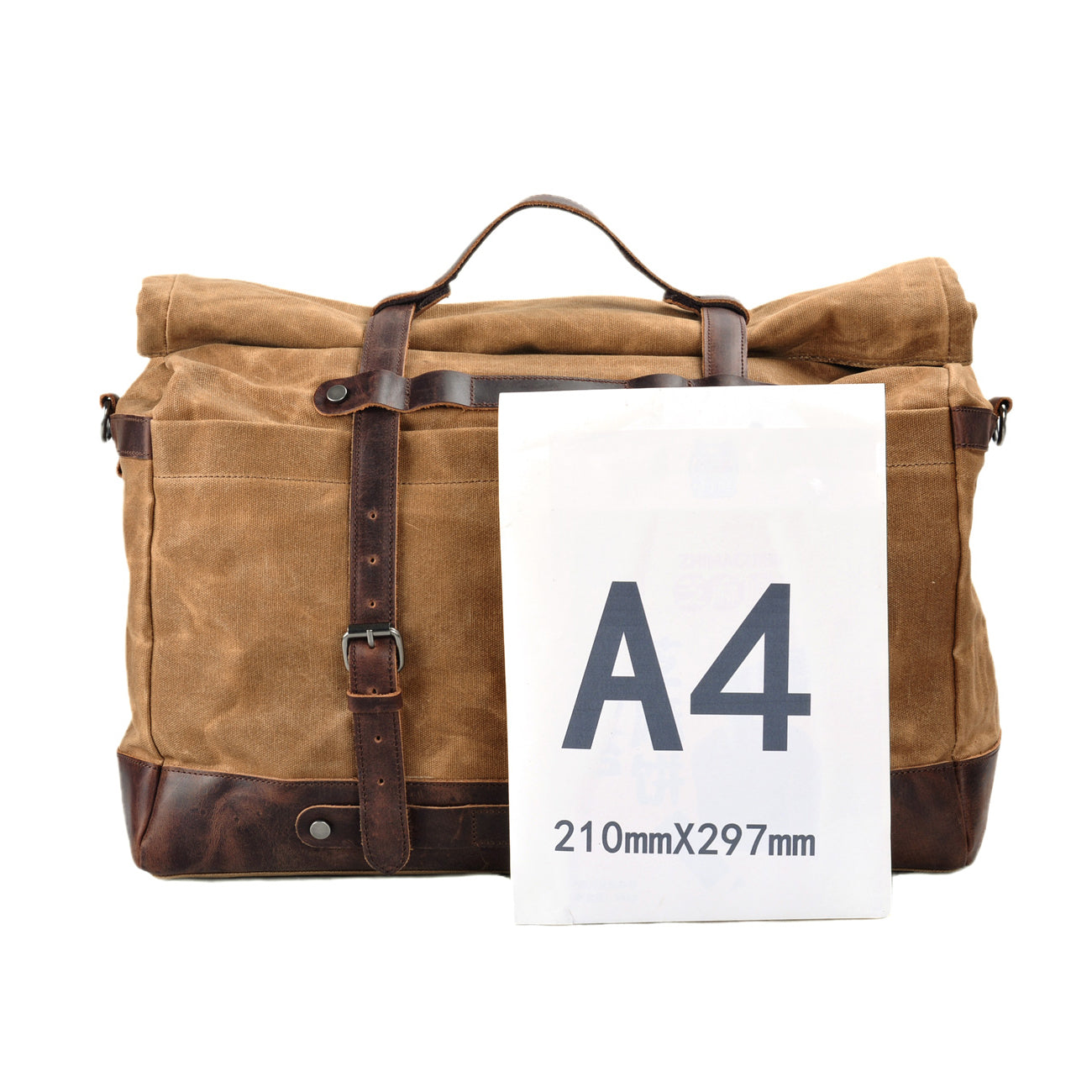 TassenLux Waterproof Waxed Canvas Genuine Leather Duffel Bag - Black - Hand-Held Travel & Weekender Bag for Men