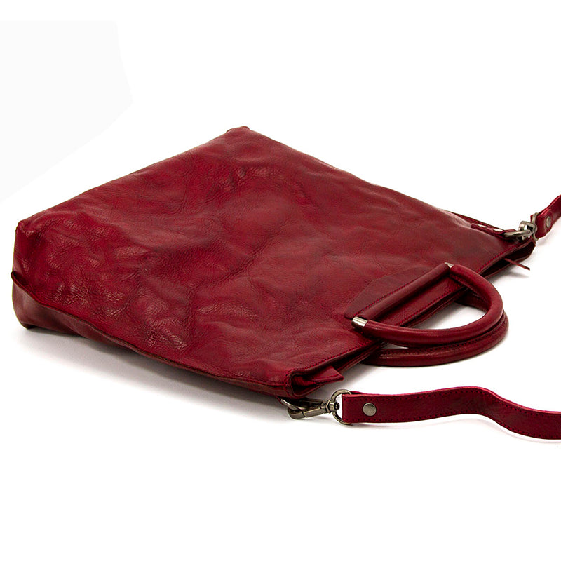 Large Capacity Colorful Vegetable-Tanned Leather Tote Bag, Handcrafted-Crumpled leather Bag,14in Length-i7bags