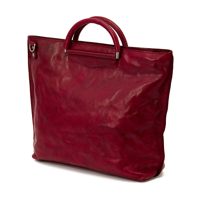 Large Capacity Colorful Vegetable-Tanned Leather Tote Bag, Handcrafted-Crumpled leather Bag,14in Length-i7bags