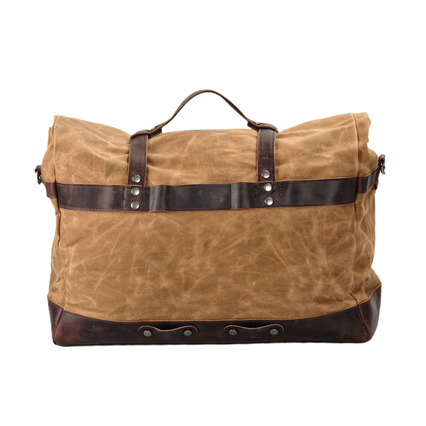 TassenLux Waterproof Waxed Canvas Genuine Leather Duffel Bag - Black - Hand-Held Travel & Weekender Bag for Men