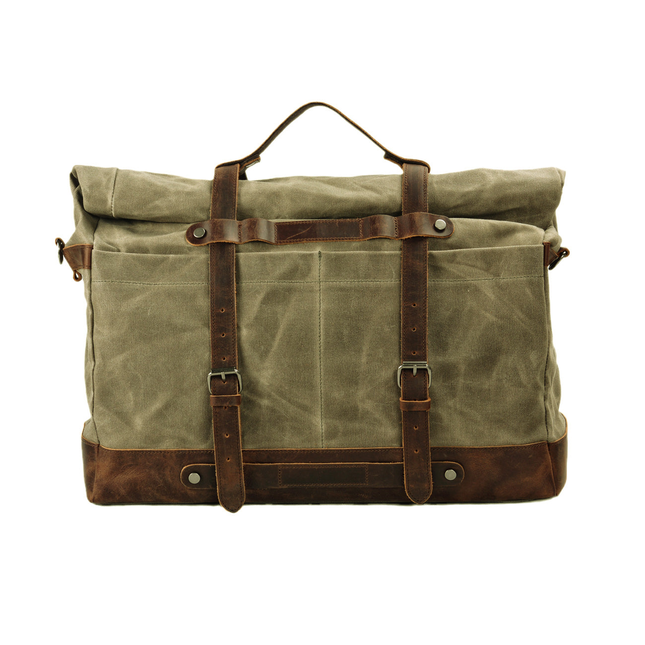 TassenLux Waterproof Waxed Canvas Genuine Leather Duffel Bag - Black - Hand-Held Travel & Weekender Bag for Men