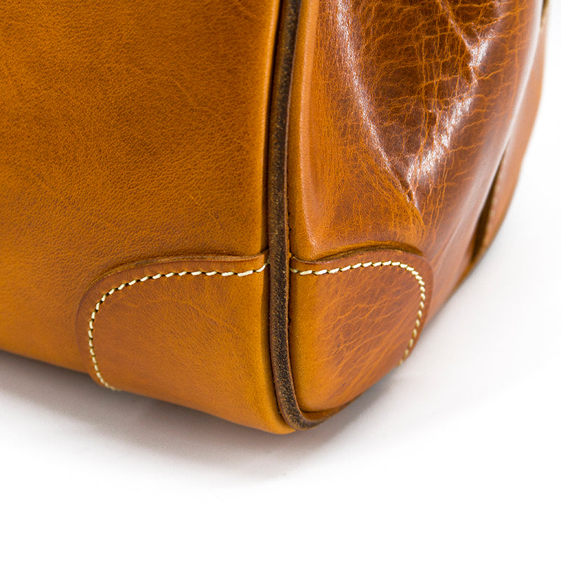 Birkin Style Italian Genuine Leather Tote Bag for Men and Women - 15 Inch - Yellow Brown - TassenLux