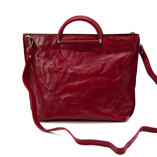 Large Capacity Colorful Vegetable-Tanned Leather Tote Bag, Handcrafted-Crumpled leather Bag,14in Length-i7bags